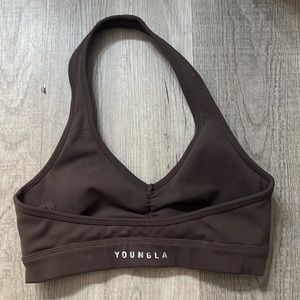 Young LA backless halter sports bra
